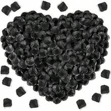 5000 pétalos de rosa negra, adecuados para noches románticas, para hombres y mujeres, se pueden usar para decoración de bodas, propuestas, compromisos, cumpleaños, decoración del Día de San Valentín. Flores frescas, pétalos de flores, rosas artificiales, seda, pétalos de rosa - Negro - Ver 11