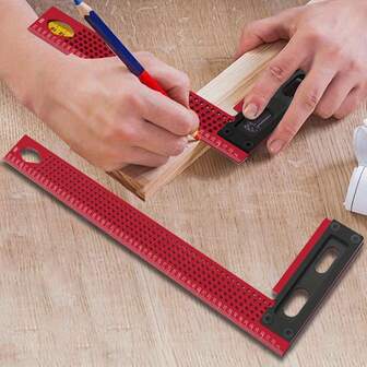 300mm/200mm 铝合金精密划线工具 - 多角度划线器、直角量角器、T型尺，适用于木工、框架和建筑行业