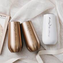 1pc 6Oz Stainless Steel Champagne Glass, Bridesmaid Champagne Glass,Personalized Custom Name Tumbler, Double Insulated Vacuum Sealed Cup, Indoor Kitchen Outdoor Travel Cold Drink Hot Drink Car Cup, Summer Winter Drinkware, Reusable,Chic Design - Multicolor - View 6