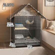 2/3-Layer Enclosed Cat Cage, Indoor Cat House, Warm For Winter, On , Suitable For Villa - Multicolor - View 2