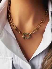 1Pc Women's Necklace With Sky Blue, Dark Blue, And Colorful Horseshoe Pendants, With A Novel Style And Beautiful Colors, Suitable For Women To Wear During Events - Multicolor - View 6