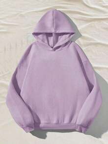 Sudadera  SudaderaschristmasAttitoon Casual Minimalist Navy Blue Hooded Long Sleeve Loose Fit Thick Sweatshirt For Women, Suitable For Autumn/Winter,FallLoose And Comfortablewinter Clothes For Women>Sweatshirtswinter Clothes For Women>Sweatshirts - 淡紫色 - 查看 1