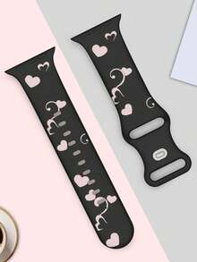 Dây đeo đồng hồ silicon hình trái tim khắc laser, tương thích với Apple Watch có kích thước 40mm, 41mm, 42mm, 44mm, 45mm, 46mm và 49mm. Dây đeo đồng hồ thời trang, lãng mạn, giản dị và thể thao, tương thích với Apple Watch Ultra/11/10/9/8/7/6/5/4/SE dành cho nữ. Dễ đeo, mềm mại và thoải mái. Một chiếc dây đeo đồng hồ mang ý nghĩa tình yêu. - Dây đen + trái tim hồng - Xem 6