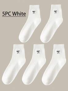 5双装女士船袜，保暖柔软，蝴蝶图案，适合居家、聚会、运动、圣诞礼物