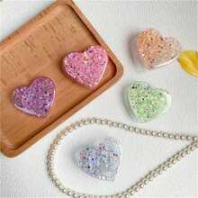 Resin Glitter Heart-Shaped Phone Holder Ring, Compatible With Apple 14, 1ung Phones, GlitSlouchyLazy Bracket Accessory - Multicolor - View 4