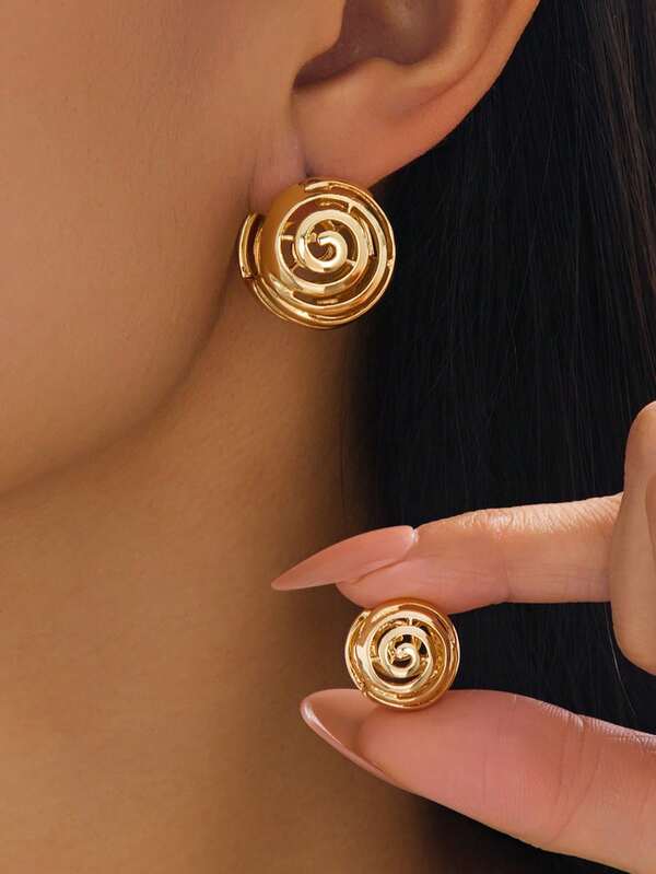 2 Pairs Fashionable Minimalist Geometric Ball Design Earrings Set, LuxuryPersonalizedy Vintage Earrings, Gift For Friends, Daily Accessories, Suitable For Party, Street Photography, Runway