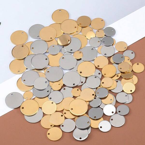 20 pezzi/confezione Etichette a disco in acciaio inossidabile per la realizzazione fai-da-te di bracciali, collane, orecchini e ciondoli