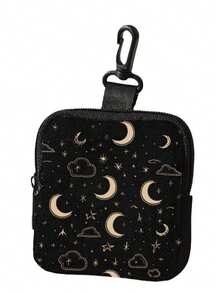 Ramadan Gift Mini Starry Sky Printed Zipper Pouch, Multi-Functional Coin Wallet & Earbud Case, Compact Storage Bag For Small Essentials, Soft Lightweight Fabric With Exquisite Star Pattern, Suitable For Ramadan Gifting, Daily Use & Travel, Ideal For Women - Multicolor - View 3