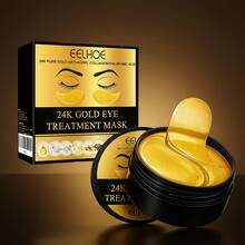 60pcs 24k Gold Eye Mask Moisturizing Firming Nourishing Area Eye Gel Treatment Cream Hydrating Patch Dark Circles Bags - Vàng 60 chiếc - Xem 9