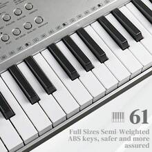 GEP-110 61 Key Lighting Keyboard With Piano Stand, Piano Bench, Built In Speakers, Headphone, Microphone, Music Rest, LED Screen, 3 Teaching Modes For Beginners - Grey - View 4