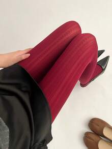 1pc Women's Knitted Cable Pattern Thigh High Spiral Tights/Pantyhose, Autumn/Winter Thick Leggings, Suitable For Pairing With Various Outfits - Multicolor - View 11