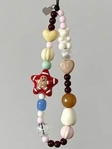 1 件圣诞串珠手机挂件，姜饼人和星星可爱少女冬季秋冬小众链 - 彩色 - 查看 7