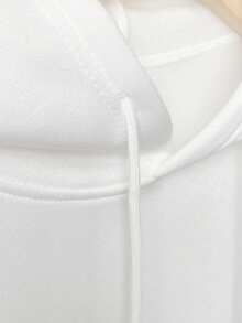 Men's Casual Fashionable Versatile Street Racer Element Slogan Print Kangaroo Pocket Drawstring Hoodie, Autumn/Winter - White - View 6