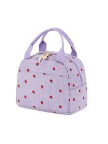 1 Piece Strawberry Print Corduroy Lunch Bag Thermal Insulation Lunch Box Storage Handbag School Cooler Bag Picnic Food Pouch Portable Lunch Bag Thermal Insulated Lunch Box Bento Pouch Dinner Insulation Bag Cute Lunch Fruit Bag Lunch Bags With Pocket ,Multifunctional Waterproof Leak-Proof Adult Lunch Tote Cooler Bag Work Outdoor Camping Picnic - 彩色 - 查看 4