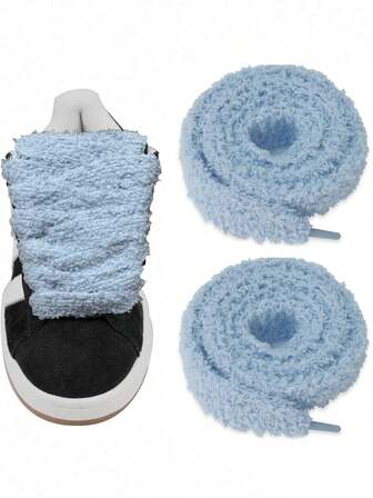 1双扁平毛绒鞋带，适用于运动鞋（120厘米/47.24英寸，20毫米宽），加厚绒毛鞋带，适用于休闲鞋