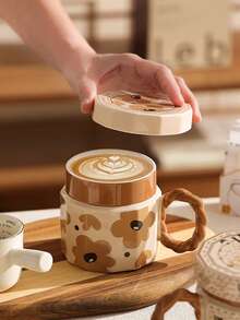 High-End Retro Coffee Cups With Lids, Mugs, Milk Cups, Latte Cups, Threaded Handle Art Cup Sets, English Art Roman Water Cups, Milk Tea Cups, Suitable For Christmas Gifts/Graduation Gifts/Home/Office, Coffee Lovers' Collection