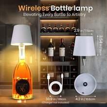 Czgor Luz de tella inalámbrica, 5200 mAh, funciona con batería, pantalla de luz de tella inalámbrica, temperatura de 3 colores, luz de tella de vino regulable para restaurantes, bares (blanco) - Paquete de 2 luces LED RGB blancas - Ver 5