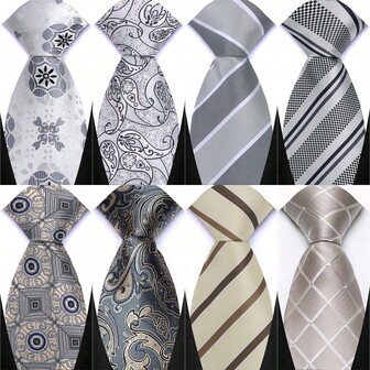 GOADAFOO Nouvelle cravate pour hommes 8 cm à rayures, à pois et à motifs floraux. Cravate de luxe pour homme, tissage jacquard pour le marié. Accessoire formel pour les affaires et les fêtes