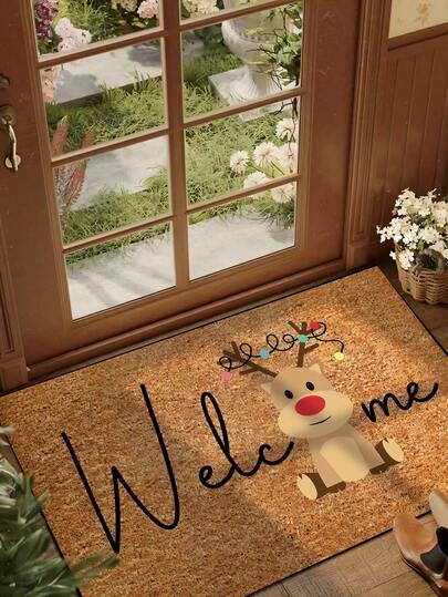 1 Stück Herbst Halloween witziger Kürbis Geist "Willkommen" Muster Fußmatte, Landhausstil waschbare Polyesterfaser Matte, geeignet für Wohnzimmer, Küche, Schlafzimmer, Eingangsbereich, Heimdekoration, Raumdekoration, ganzjährig