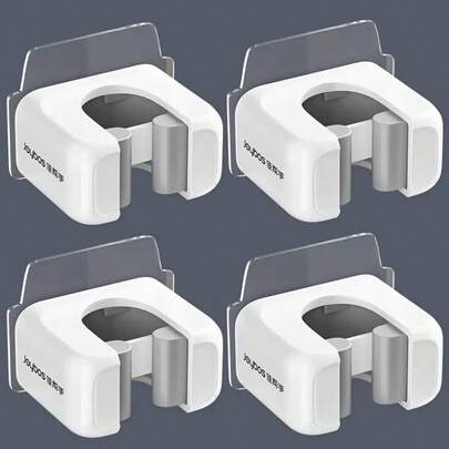 4pcs Wall Mounted Mop Broom Holder, Modern Plastic Storage Clips, No Drilling Required Wall Mounted Broom Holder, Self-Adhesive Mop Broom Rack, Suitable For Home, Kitchen, Bathroom Plastic Tool Storage Rack. Applicable Hooks, Hooks For Holding Mops And Brooms, Hooks For Storing Mops And Brooms, Hooks For Mops And Brooms