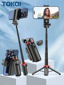 TOKQI 三合一手持迷你自拍杆三脚架，带无线遥控器的手机支架，便携式可伸缩落地支架，带挂绳环，兼容智能手机，适用于Vlog、家庭聚会、假日录像、直播等场景。 - 彩色 - 查看 3