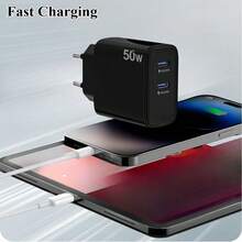 50W USB-C 充电器，快速充电器插头和 6.6 英尺/4.9 英尺/3.3 英尺 Type-C 转 C 数据线，适用于 Galaxy S24 Ultra/S25 Plus/S25 Ultra/S23 FE/S22+/S21/S20、A56 5G/A36、Note 20，兼容 17/16/15/14，Type-C 手机电源充电插头 - 查看 6