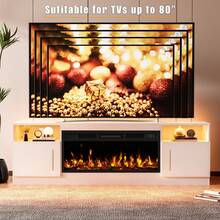 70 Inch Fireplace TV Stand With LED Light Entertainment Center And Storage Cabinet For TVs Up To 80 Inches - WHITE-70IN - View 5