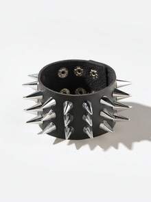 Vòng tay Spike rộng cho nam - màu đen - Xem 5