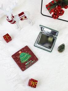 1pc Christmas Series High Definition Makeup Mirror, Pocket Mirror With Christmas Tree, Santa Claus, Gingerbread Man, Snowflake Designs, Great Gift For Girls, Portable For Travel,Cheap,Stocking Stuffers,Makeup,Makeup Tools,Cheap Stuff,Gifts,Gifts For Women,Christmas Gifts