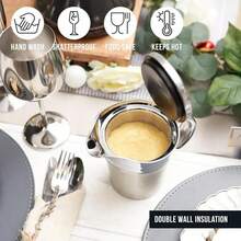 Elegant Double Insulated Stainless Steel Meat Juice Boat With Hinged Lid - Perfect For Pouring Juice And Cream, Dishwasher Washable, Suitable For Home And Restaurant Use, Reusable, Rectangular Shape, Flip Closure, Kitchen Storage Solution | Modern Kitchenware | Kitchen Supplies, Thick Juice Boat, Hot Thick Juice Cup, Thick Juice Cup, For Serving Thick Juice, Thick Juice Boat For Serving - Multicolor - View 6