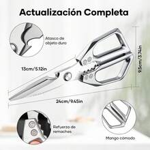 JNNQI 2PCS Tijeras de Cocina, Tijeras Profesionales de Cocina de Acero Inoxidable, Abrir Botellas, Sujetar Tuercas, Tijeras Cocina para Cortar Pollo, Aves, Pescado y Otros Alimentos(Plateado y Negro) - 1 - Ver 5