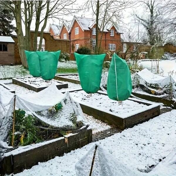 Verstärkter Outdoor-Winterfrostjacke, geeignet für Sträucher und Topfpflanzen, mit Reißverschluss und Kordelzug