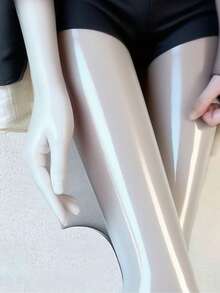 1 Pair Women's Black Base Oil Glossy Smooth Pantyhose Spring Summer Thin Sexy Horse Oil Stockings Plus Size Wear-Resistant Black Silk Women's Horse Oil Black Sexy Hot Girl Shiny Tight Stockings Plus Size Reflective Horse Oil - 性感黑[1件]高彈 - 查看 10