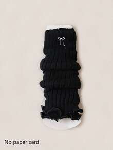 2/4/6 Pairs Women Bow Striped Lace Simple Warm Thigh High Leg Warmers, Collegiate Style Versatile Knee,High Leg Warmers, Autumn/Winter/Spring, Cozy