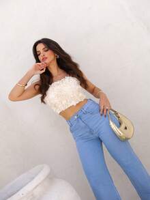 Women's Wide Leg Jeans, Casual Style. - Rửa nhẹ - Xem 6