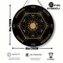 2D Flat - [2D Flat] 1pc 7.87" Black Hexagram  Board With Golden Moon & Sun Design - 2D Printed Wooden Round Sign For Divination, Witchcraft, And Viking  - Yes/No/Maybe Repeater, Mystical Decor For Home Or Altar, Mystical Home Decor | Artistic Pendant Board | Detailed Artwork, Pagan Jewelry - Nhiều màu - Xem 4