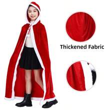 Christmas Red Cape, Santa Claus Cape, Christmas Long Or Short Hooded Cape, Christmas Cloak, Women's Christmas Velvet Costume, Little Red Riding Hood Cloak, Hooded Cape For Halloween Anime Cosplay Party - Multicolor - View 5