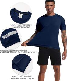 Holure 1 o 3 o 5 Juegos de Sudaderas de Entrenamiento Masculino UPF 40+ Sudaderas Deportivas Camisetas de absorción de Humedad de Fitness seco Camisas Deportivas de Manga Corta - 3 Paquetes-Negro/Azul marino/Gris oscuro - Ver 6