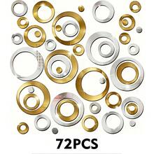 24/48/72pcs Silver, Gold, Black, Red Acrylic DIY Decorative Mirror Wall Stickers, Assorted Round Plastic Decals, Suitable For Living Room, Bedroom, Mirror, Cabinet, Removable And Easy To Install, Waterproof And Shatterproof - Multicolor - View 12