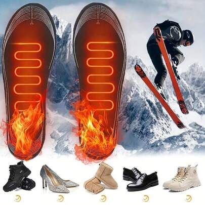 1Pair Of Electric Heating Insoles USB Powered Cuttable Size Unisex Warm Insoles For Foot Heating Massage