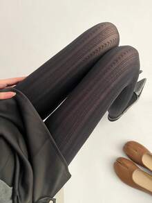 1pc Women's Knitted Cable Pattern Thigh High Spiral Tights/Pantyhose, Autumn/Winter Thick Leggings, Suitable For Pairing With Various Outfits - Multicolor - View 16