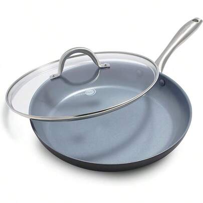 GreenPan Lima Hard Anodized Healthy Ceramic Nonstick 30 Cm Frying Pan Skillet With Lid PFASFree Oven  Gray