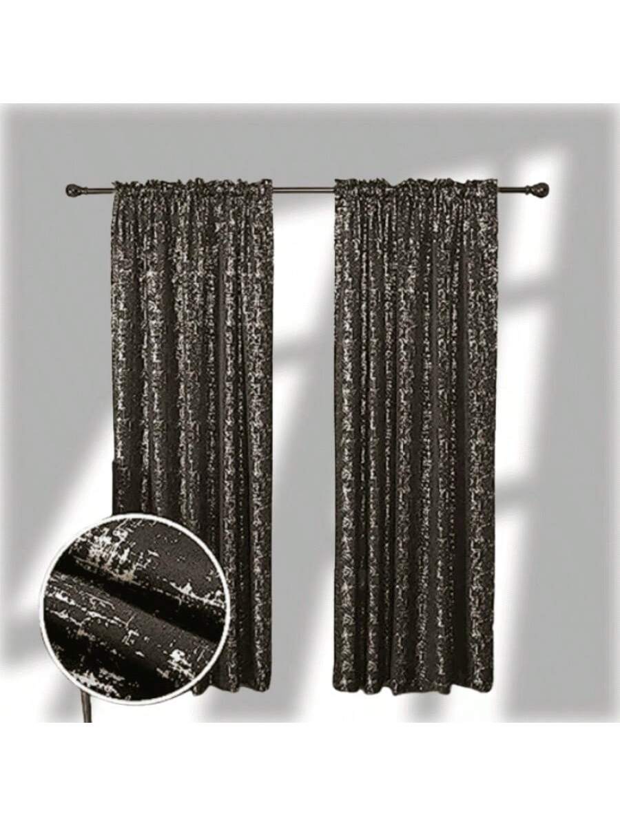 Juego de Cortinas Negras con dorado con Ollaos para Barra
