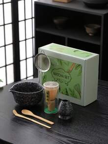 Bộ 6 dụng cụ đánh trà Matcha bằng gốm sứ Nhật Bản dùng cho nghi lễ trà Matcha Dụng cụ đánh trà Matcha Bộ dụng cụ đánh trà Matcha Bộ đế tre trắng - Nhiều màu - Xem 13