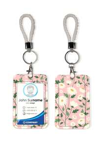 1pc ABS Daisy Pattern Bag Charm Keychain, With Leather Strap ID Card Holder, Bus/Credit Card Protector, Suitable As Gift Or Daily Use - Multicolor - View 13