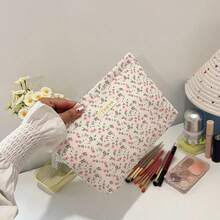 1 geantă cosmetică cu imprimeu floral, capacitate mare, geantă tip clutch portabilă, geantă organizatoare de machiaj versatilă - Multicolor - Vizualizare 5