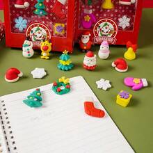 8 piezas Borrador mini de Navidad en caja, 8 formas festivas (árbol, sombrero, Santa, muñeco de nieve, guante, corona, copo de nieve, campana) - Favor de fiesta, intercambio de clase, relleno decorativo, decoración navideña - Colores brillantes, duradero y fácil de - Excelente para suministros de fiesta de Navidad, bolsas de regalo, rellenos de calcetines y papelería navideña - Decoraciones y premios de fiesta navideña