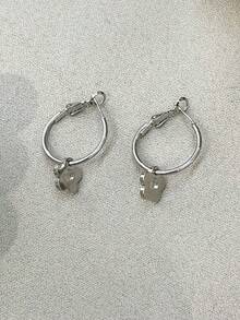 Flower Decor Drop Earrings Valentines,Mom,Mother,Mother's Day,Gift UFCY - Silver - View 6