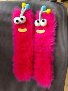 1 par de calcetines de oruga esponjosos y lindos, calcetines gruesos y cálidos para interiores para mujeres, calcetines adorables y divertidos de dibujos animados para el hogar, regalo de Navidad acogedor - Multicolor - Ver 8