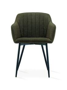 Goeurvant Contemporary Vertical-Stripe Upholstered Dining Chairs With Armrests & Metal Legs For Dining Room, Kitchen, Living Room - Set Of 2 / Set Of 4 / Set Of 6 - Grass Green - 墨綠色 - 查看 6